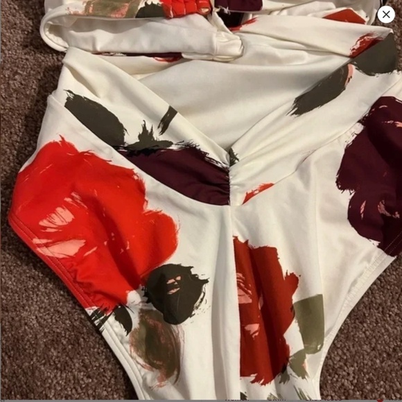 Kate Spade Just Rosy Floral Knotted Halter One Piece Swimsuit size M NWT! - Picture 8 of 11